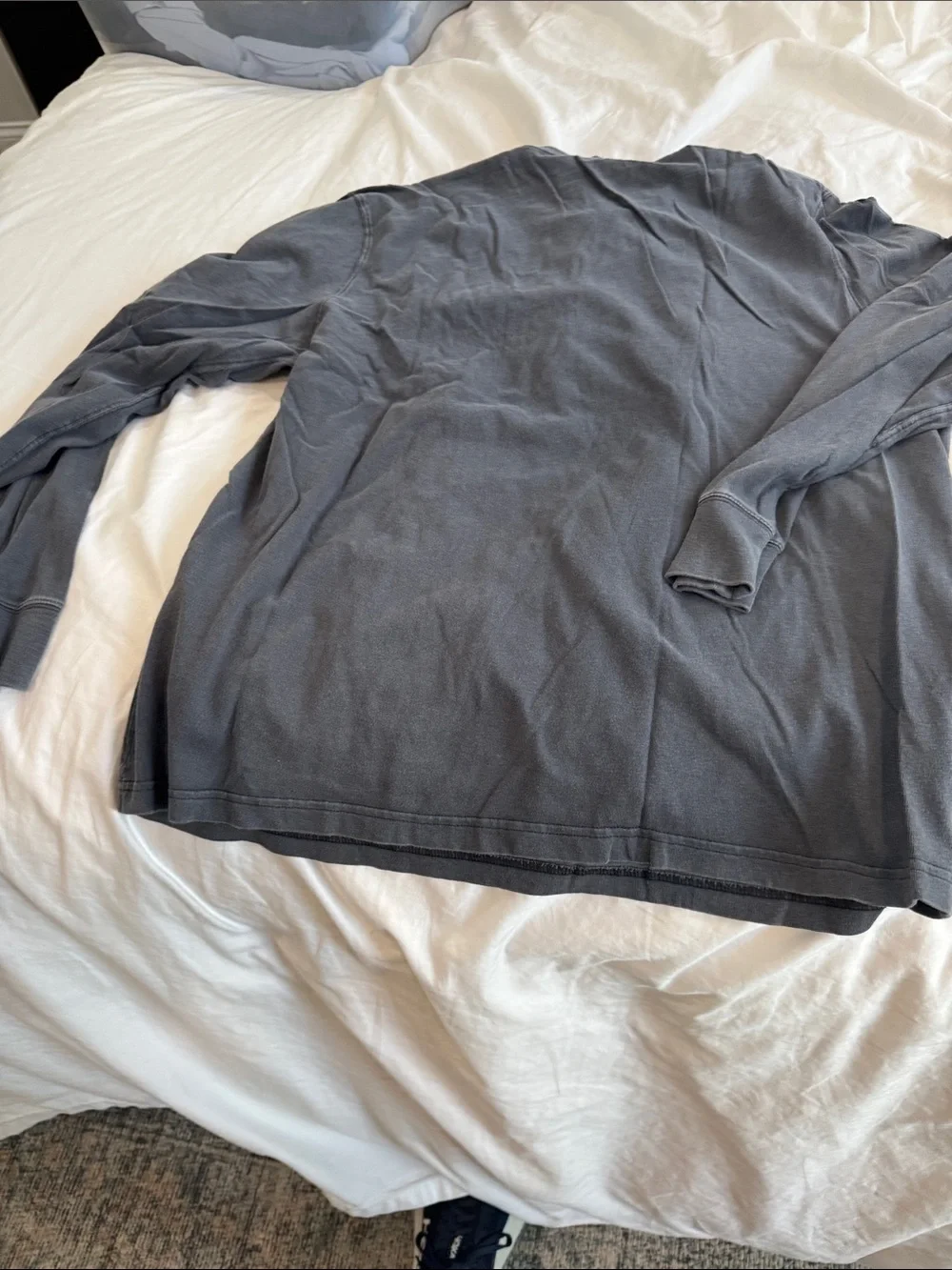 J. Crew Men’s Two Button Long-Sleeve Henley in Charcoal Gray